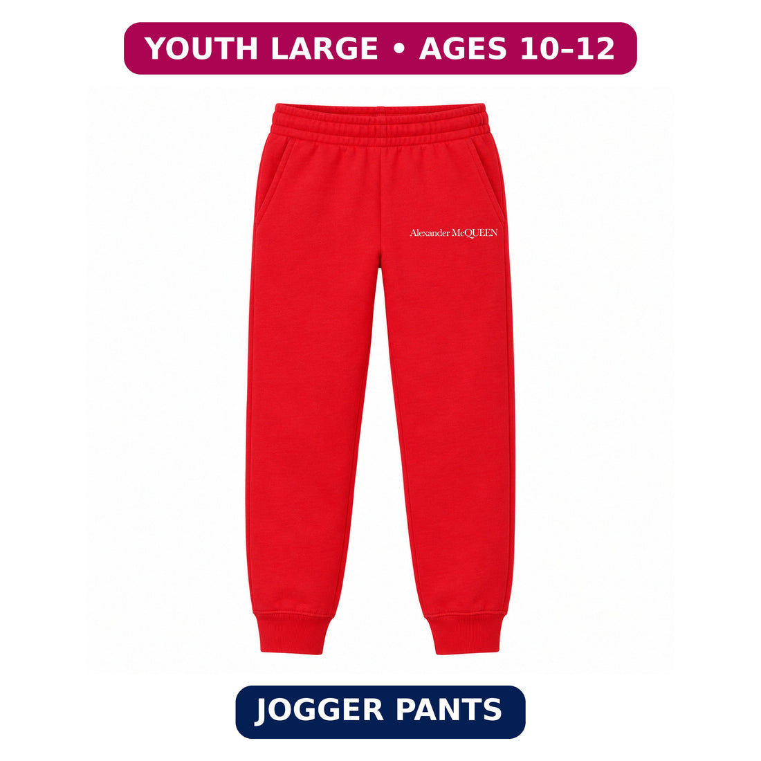 Alexander McQueen Youth Jogger Sweatpants | Red | Youth Large, ages 10–12