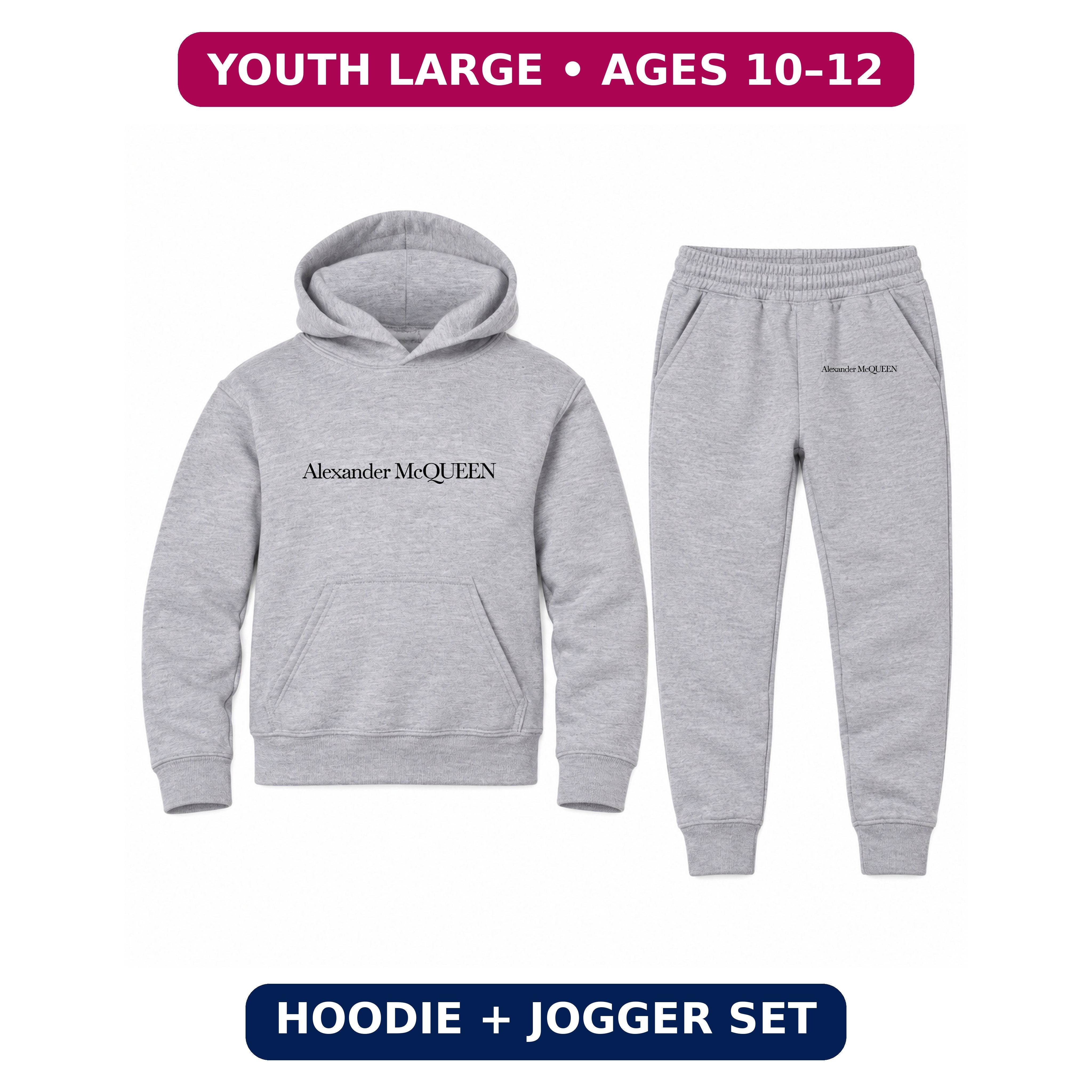Alexander McQueen Youth Hoodie Jogger Set | sports grey | Youth Large, ages 10–12