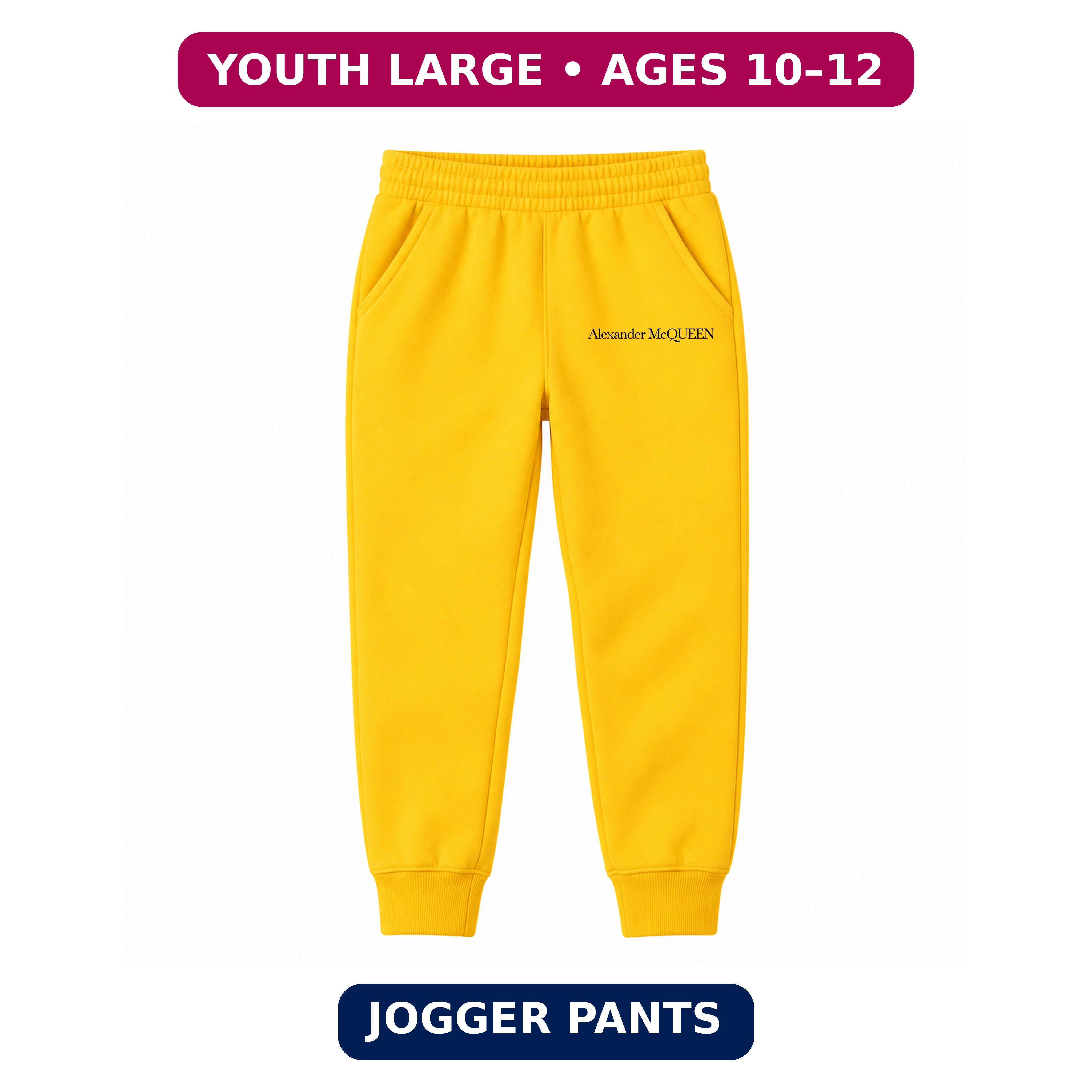 Alexander McQueen Youth Jogger Sweatpants | Yellow | Youth Large, ages 10–12