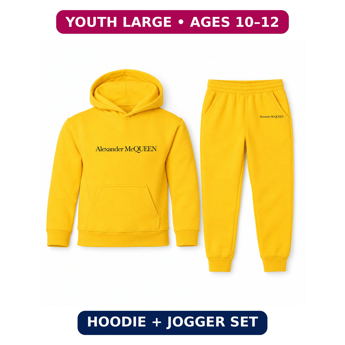 Alexander McQueen Youth Hoodie Jogger Set | yellow | Youth Large, ages 10–12
