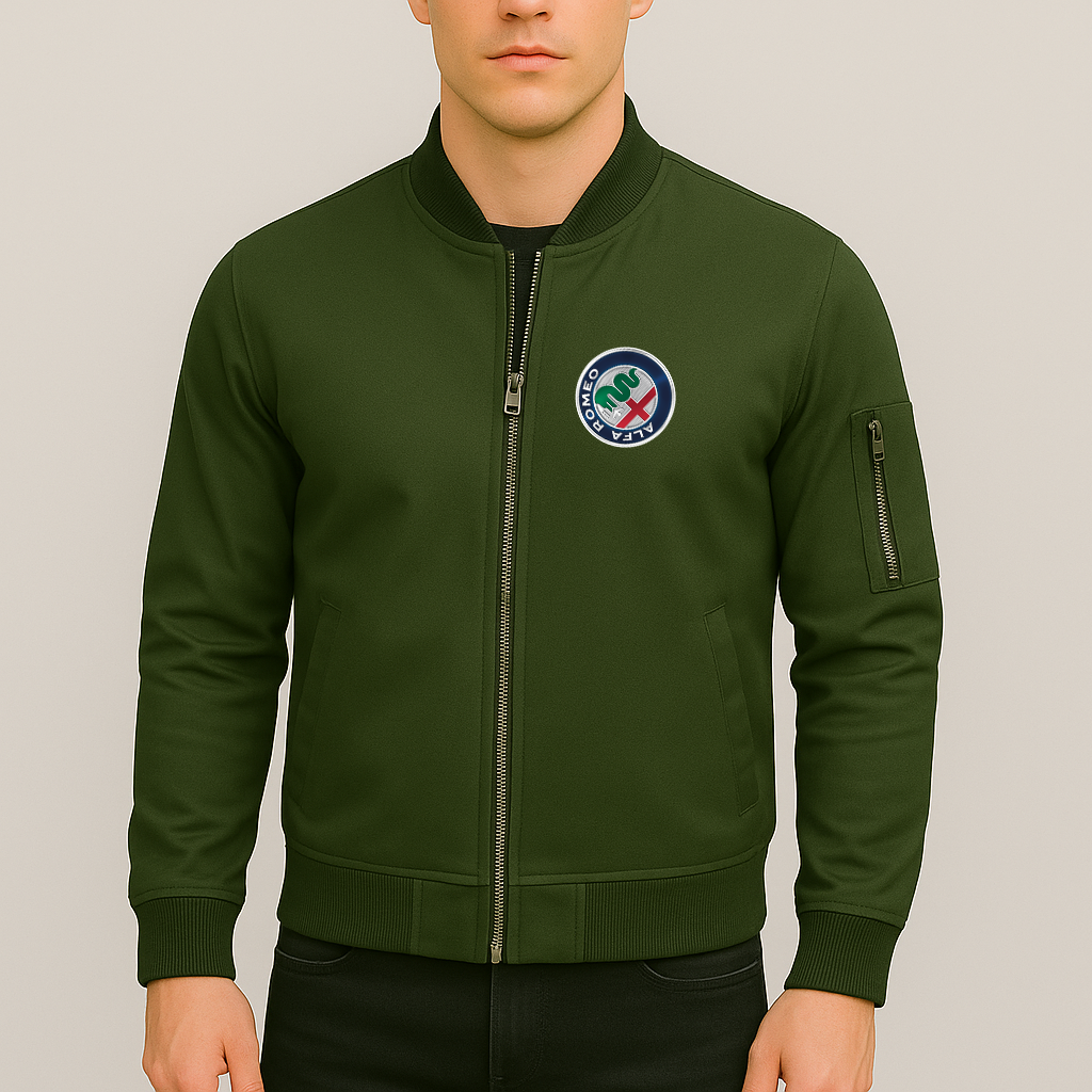 Men's Alfa Romeo Car Lightweight Bomber Jacket Windbreaker Softshell Varsity Jacket Coat