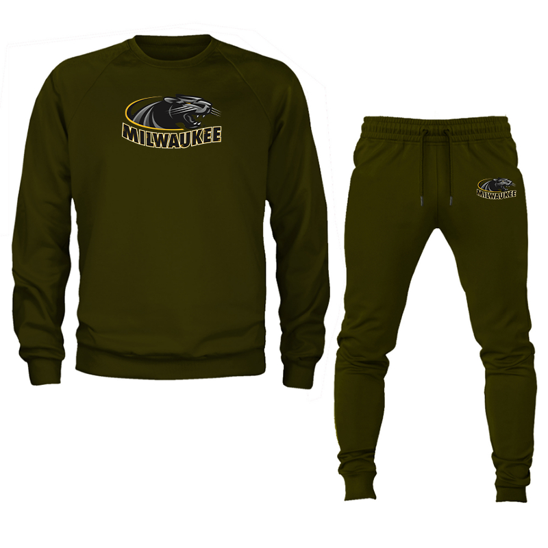 Men's Wisconsin Milwaukee Panthers Crewneck Sweatshirt Joggers Suit