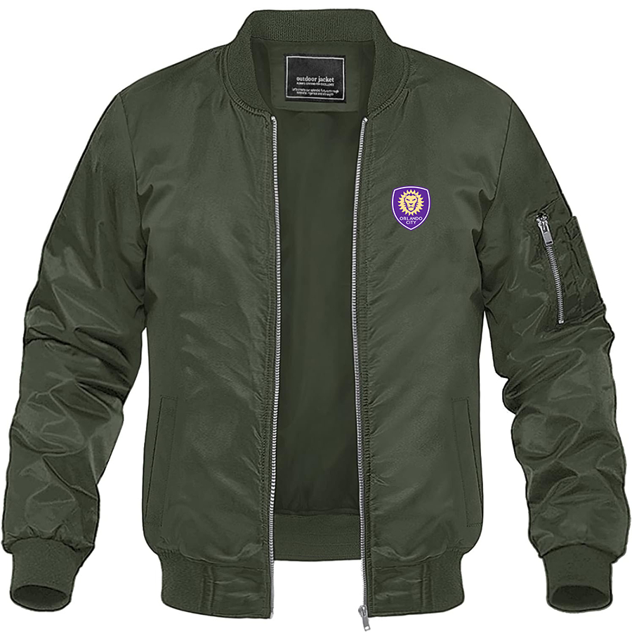 Men's Orlando City Soccer  Lightweight Bomber Jacket Windbreaker Softshell Varsity Jacket Coat