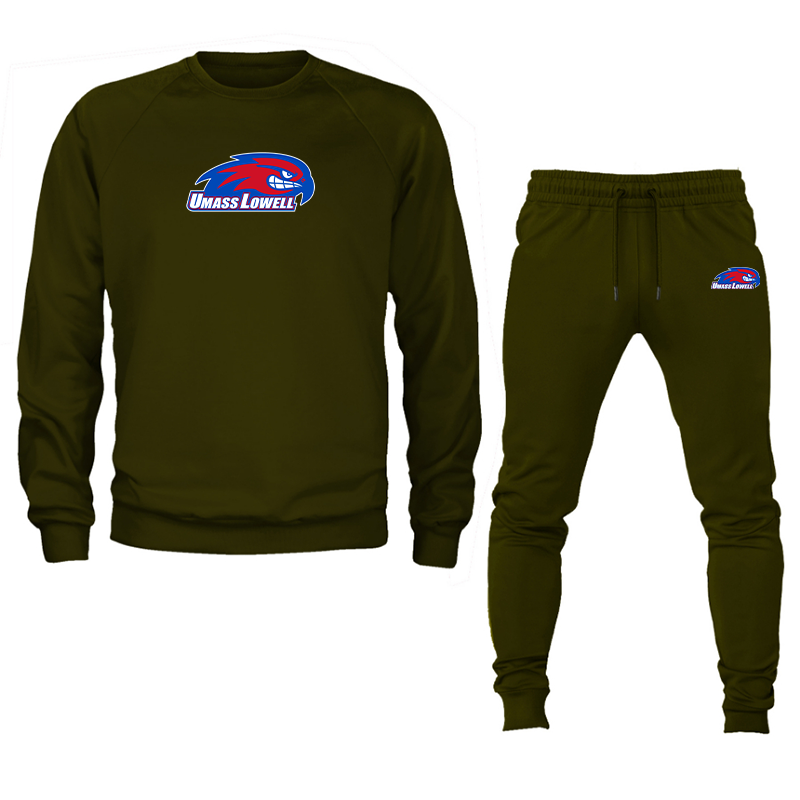 Men's UMass Lowell River Hawks Crewneck Sweatshirt Joggers Suit