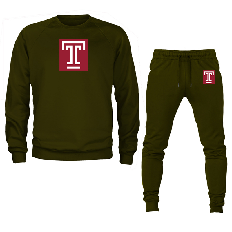 Men's Temple Owls Crewneck Sweatshirt Joggers Suit