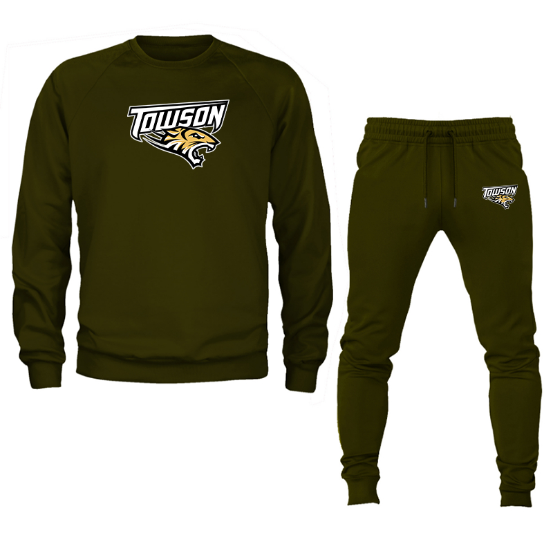 Men's Towson Tigers Crewneck Sweatshirt Joggers Suit