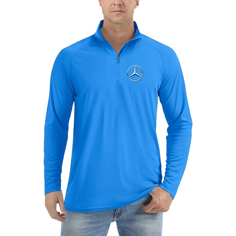 Men’s Mercedes-Benz Car NEW - Lightweight Quarter-Zip Athletic Shirt – Long Sleeve Polyester Wear
