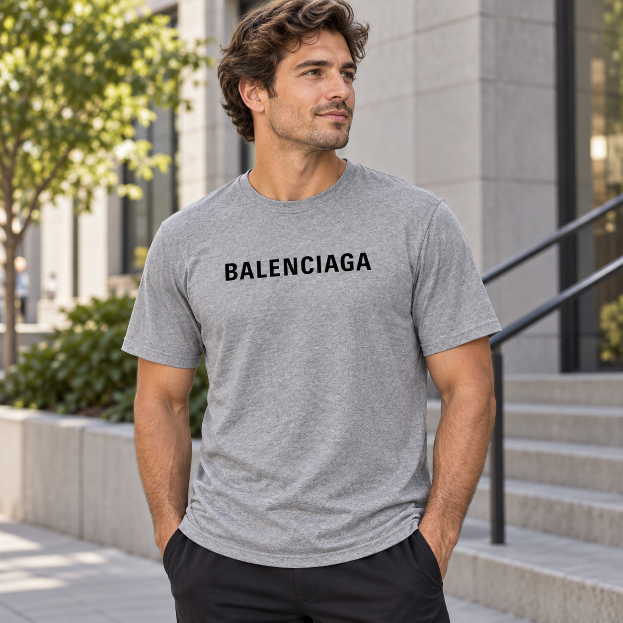 Men's Balenciaga Performance T-Shirt grey lifestyle view