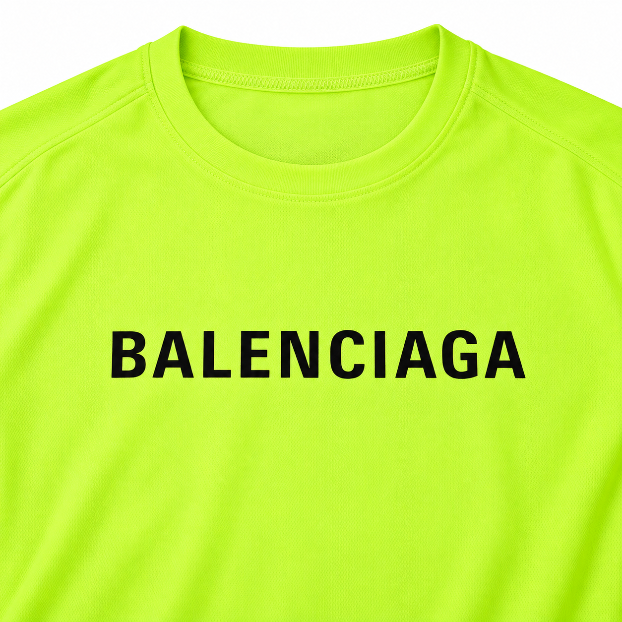 Men's Balenciaga Performance T-Shirt safety green print detail