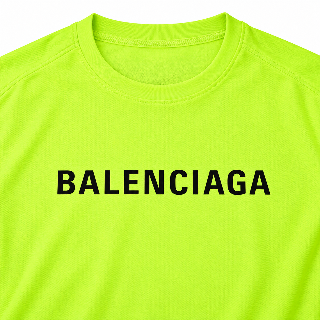Men's Balenciaga Performance T-Shirt safety green print detail