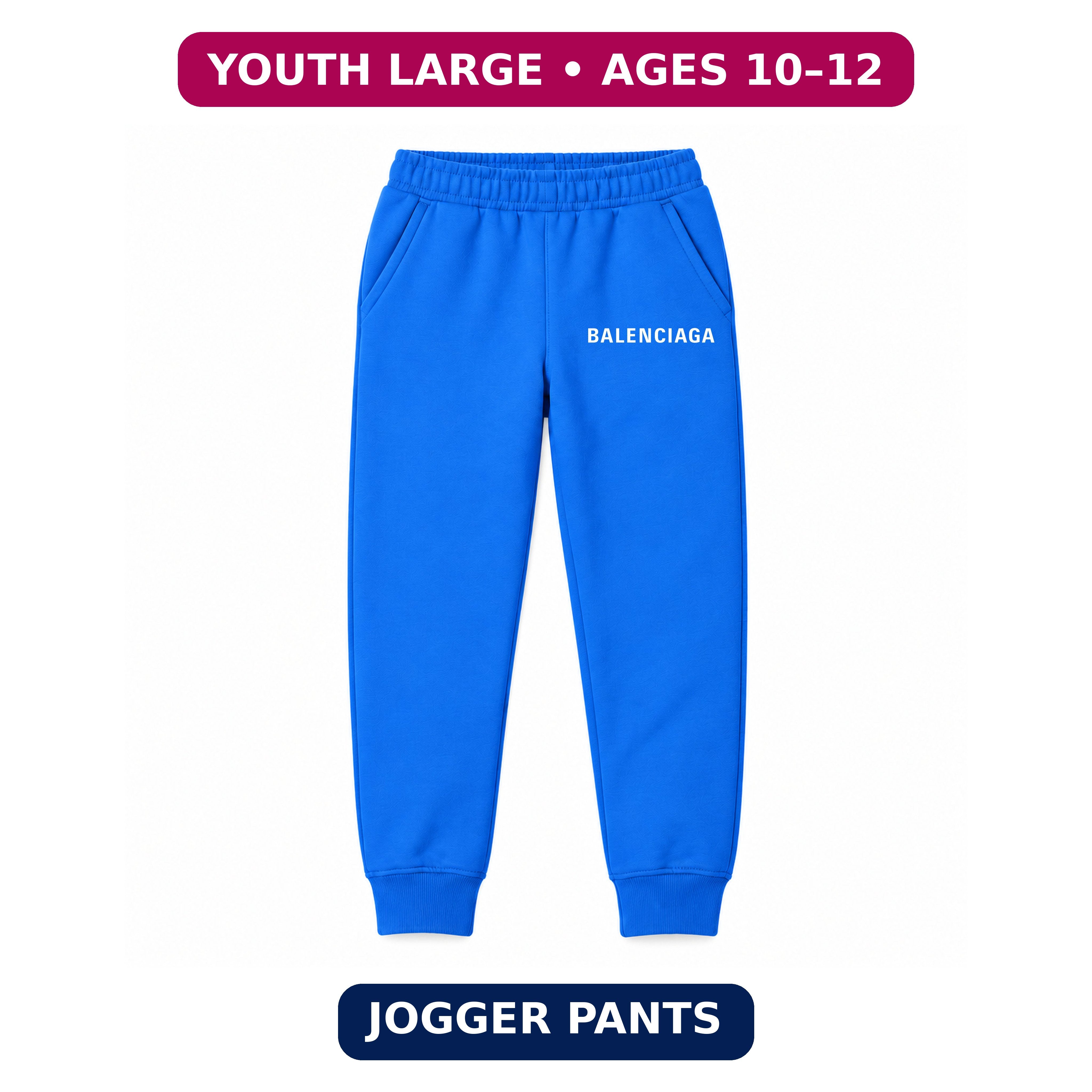 Balenciaga Youth Jogger Sweatpants | Blue | Youth Large, ages 10–12