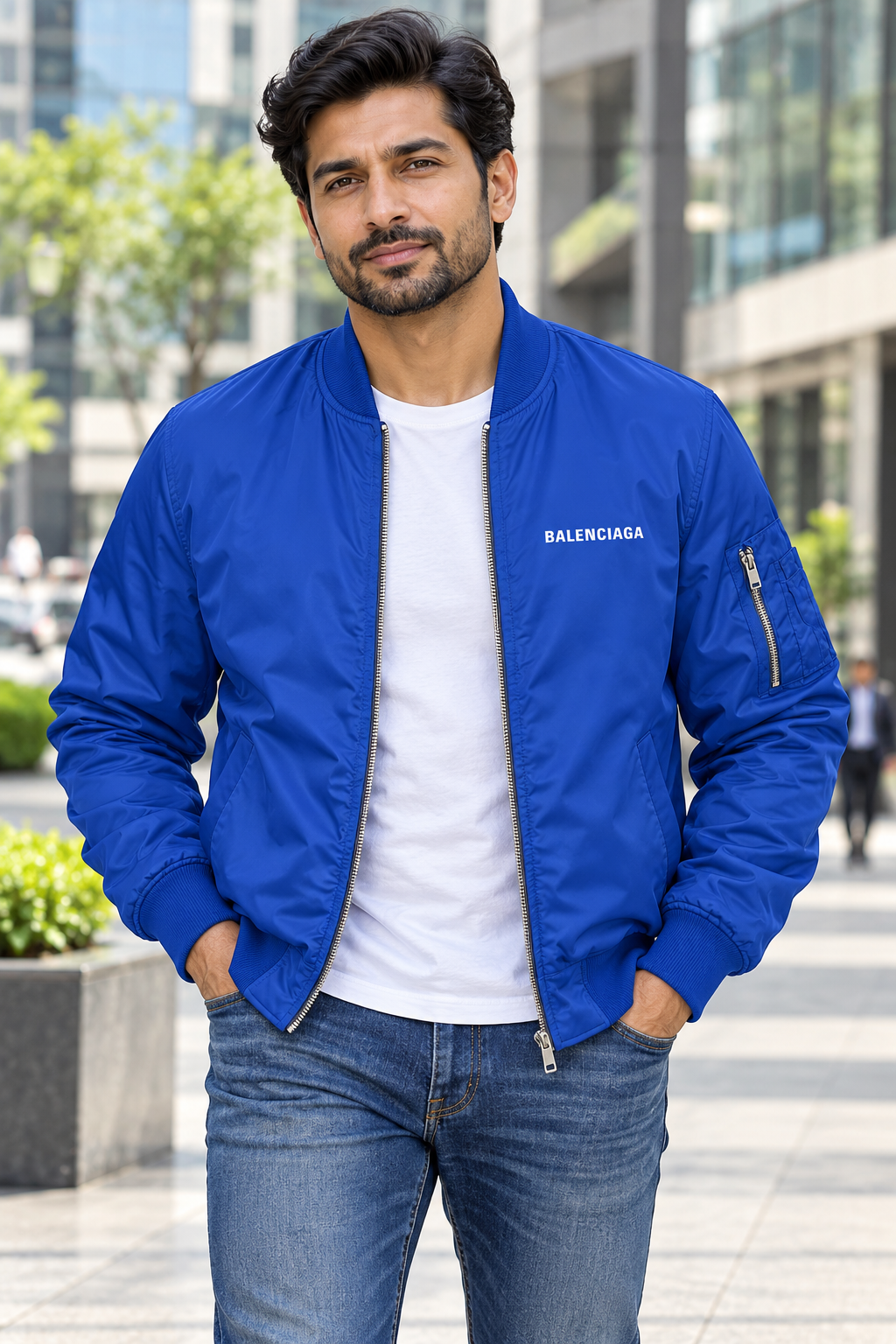Men's Balenciaga Lightweight Bomber Jacket | Color: Royal Blue | Image 1