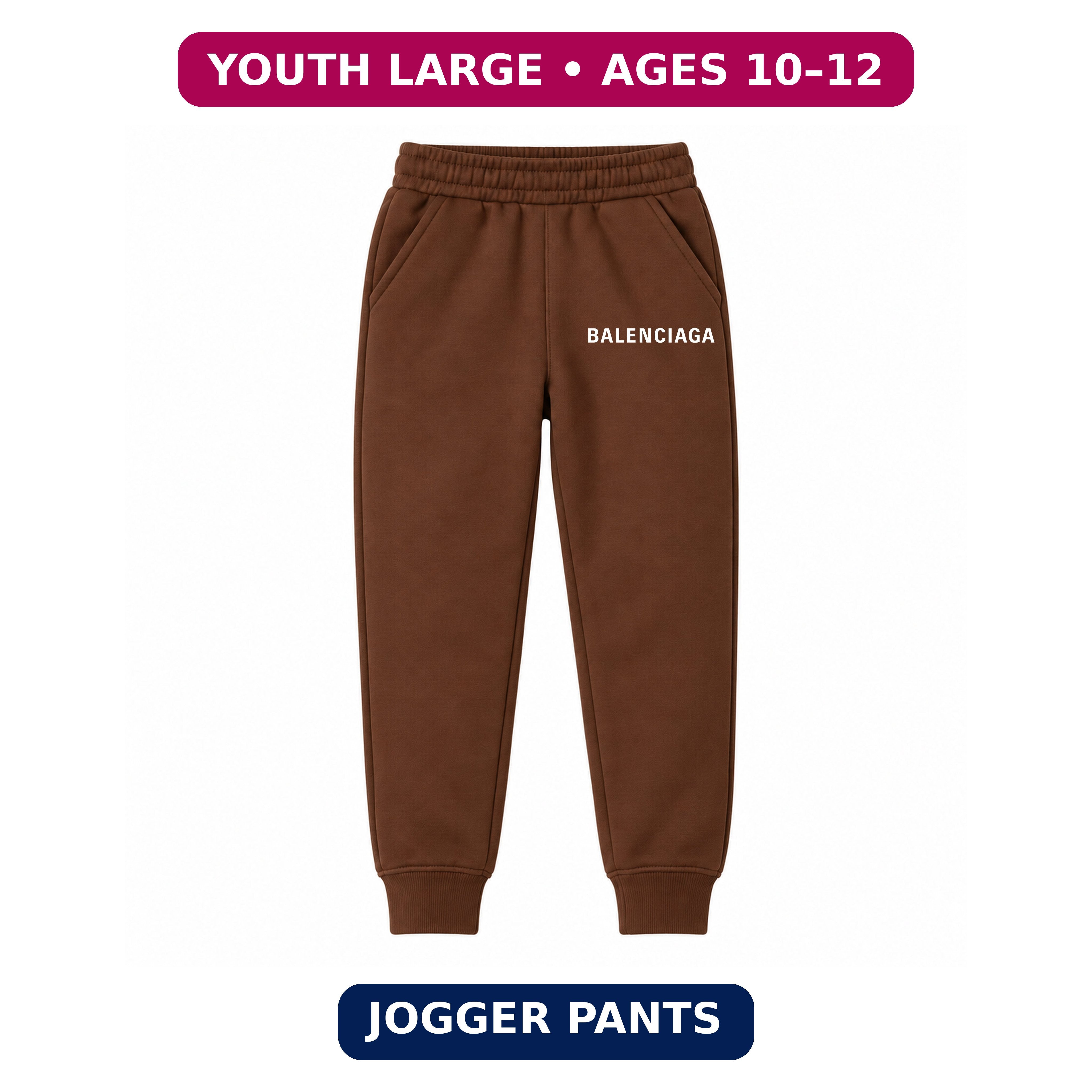 Balenciaga Youth Jogger Sweatpants | Brown | Youth Large, ages 10–12