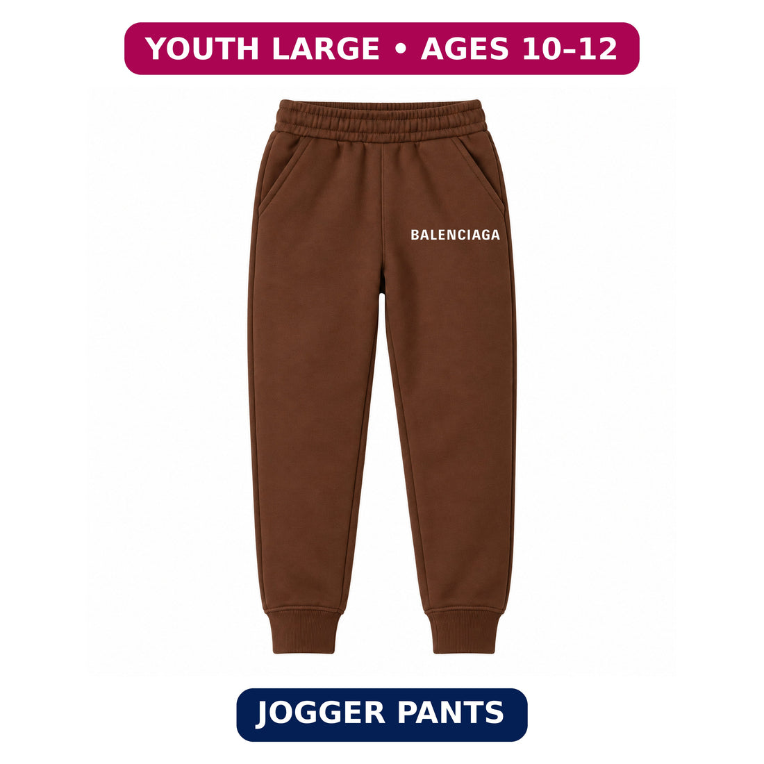 Balenciaga Youth Jogger Sweatpants | Brown | Youth Large, ages 10–12