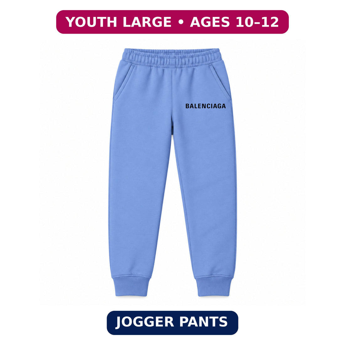 Balenciaga Youth Jogger Sweatpants | Carolina Blue | Youth Large, ages 10–12
