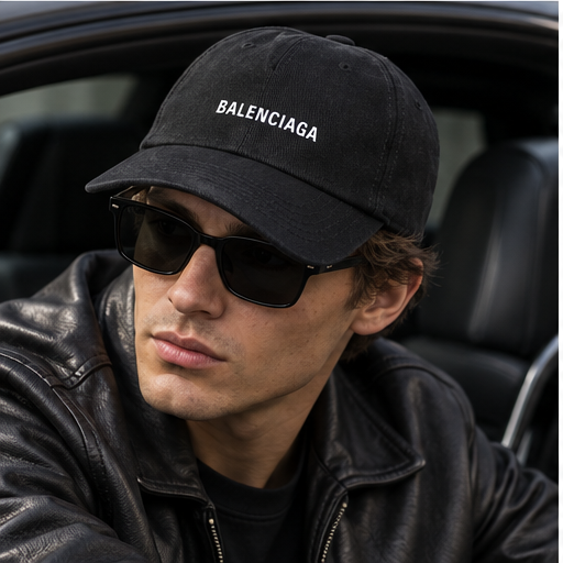 Balenciaga Dad Baseball Cap Hat | Color: Black | Image 4