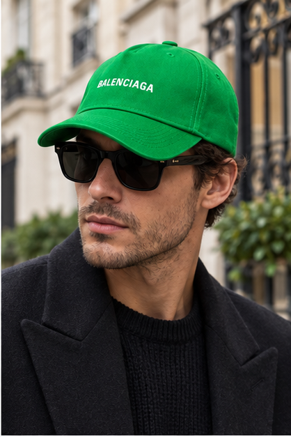 Balenciaga Dad Baseball Cap Hat | Color: Kelly Green | Image 3