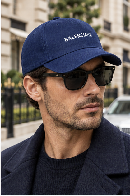 Balenciaga Dad Baseball Cap Hat | Color: Navy | Image 3