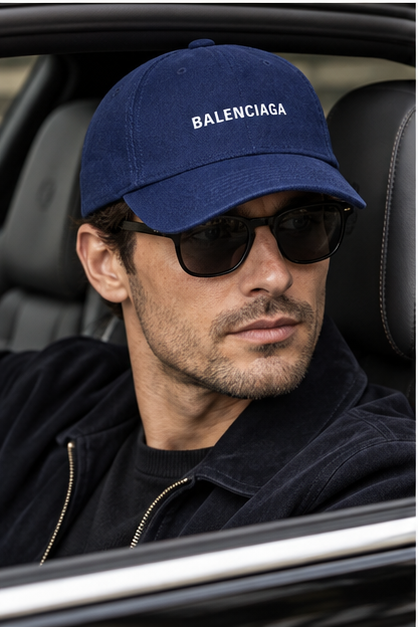 Balenciaga Dad Baseball Cap Hat | Color: Navy | Image 4