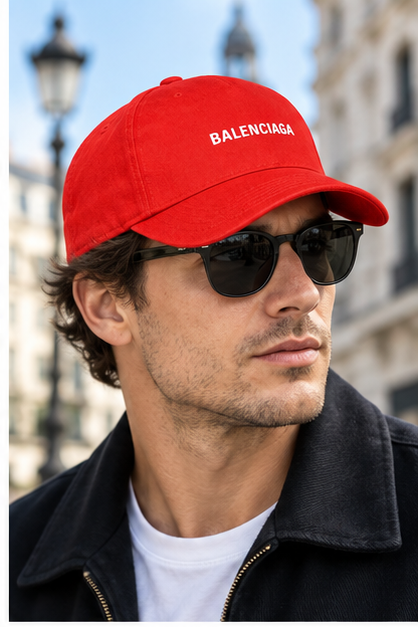 Balenciaga Dad Baseball Cap Hat | Color: Red | Image 3