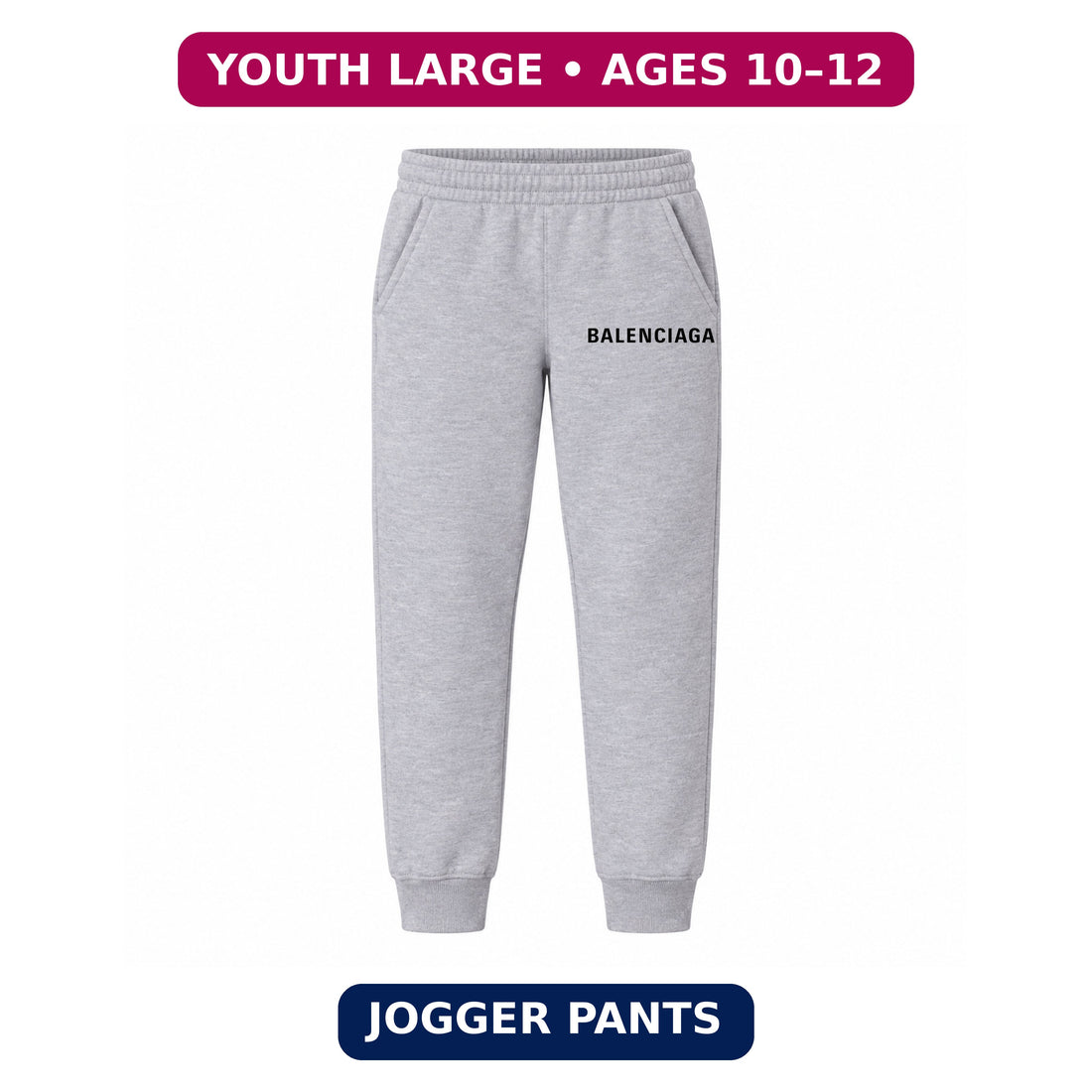 Balenciaga Youth Jogger Sweatpants | Grey | Youth Large, ages 10–12