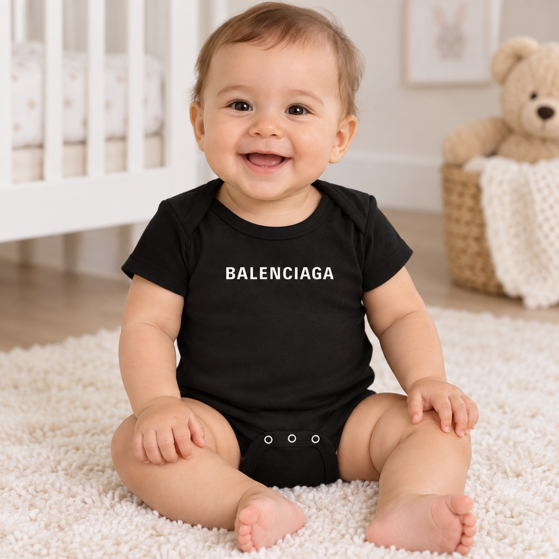 Balenciaga Baby Romper Onesie - Black - lifestyle