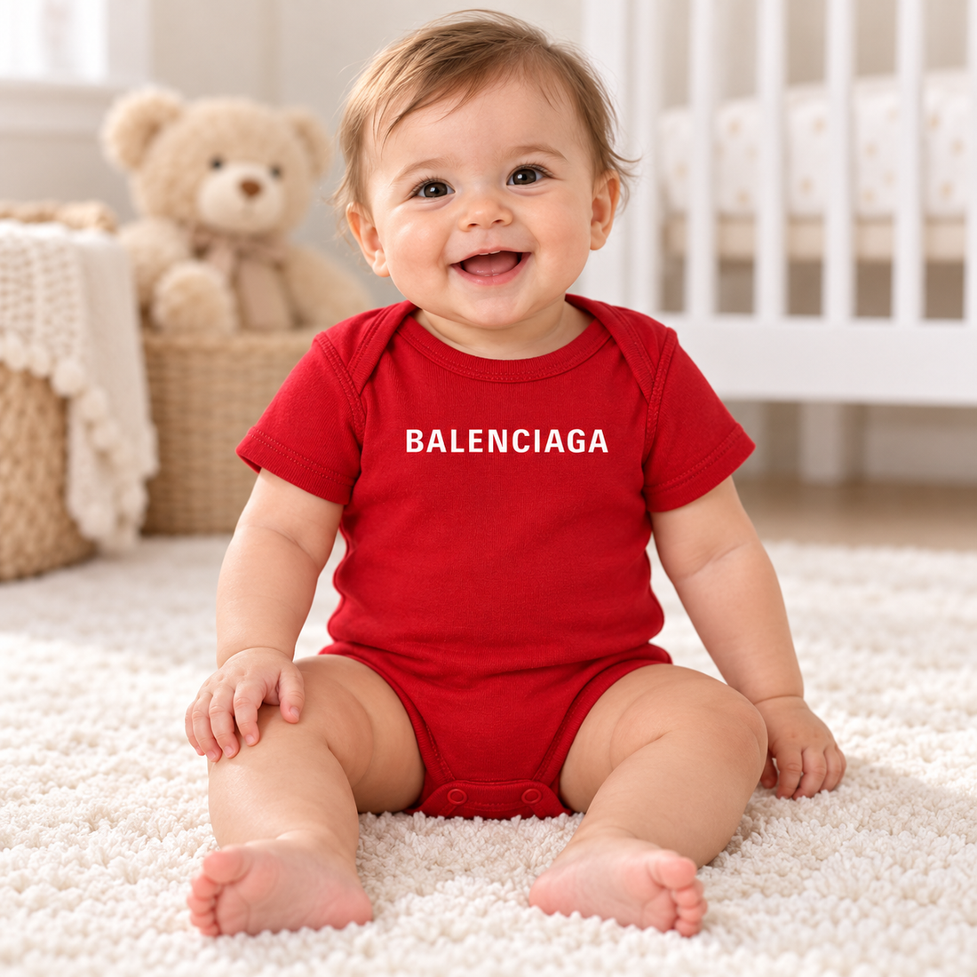 Balenciaga Baby Romper Onesie - Red - lifestyle