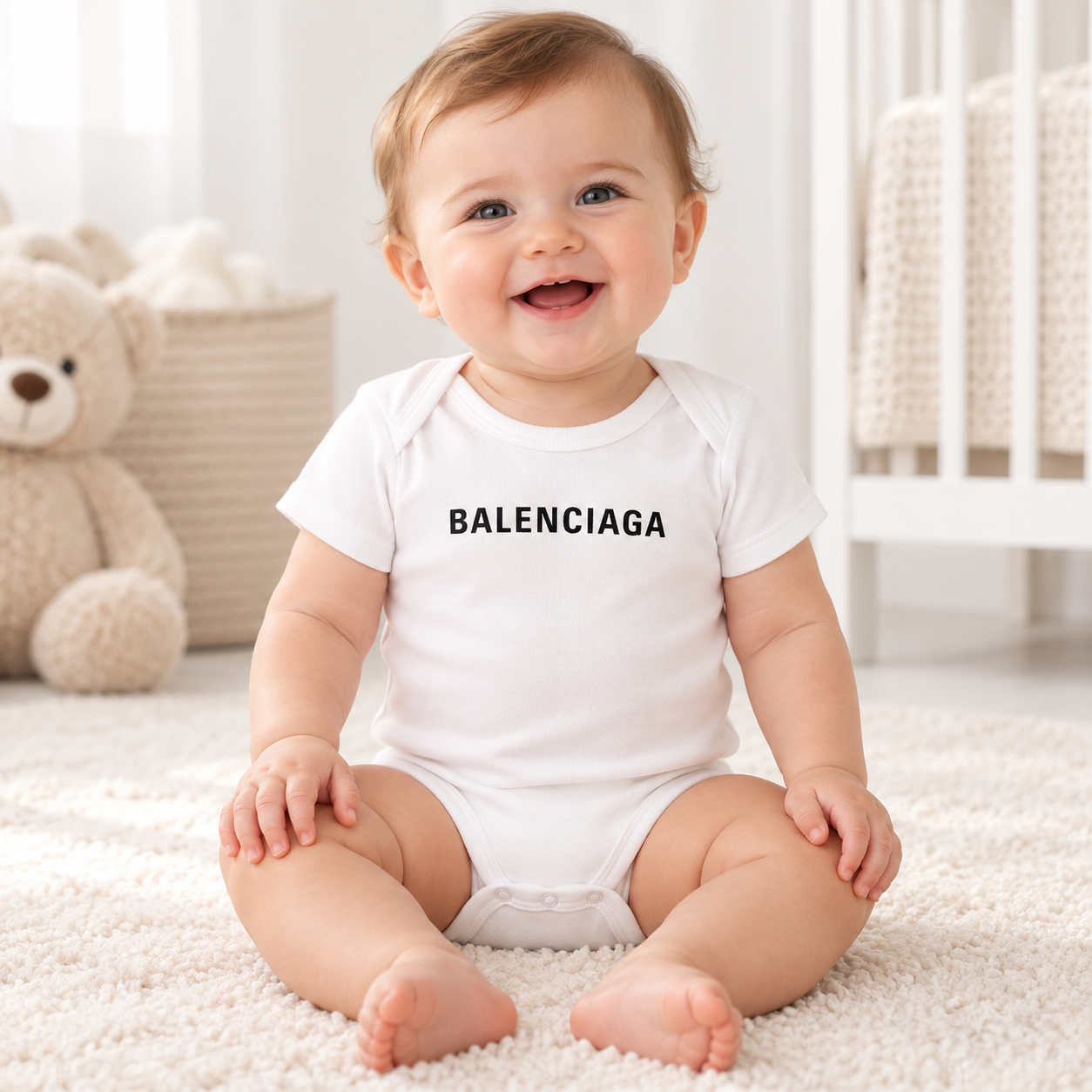 Balenciaga Baby Romper Onesie - White - lifestyle