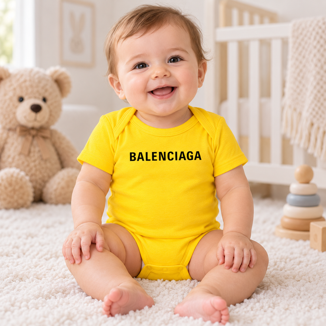 Balenciaga Baby Romper Onesie - Yellow - lifestyle
