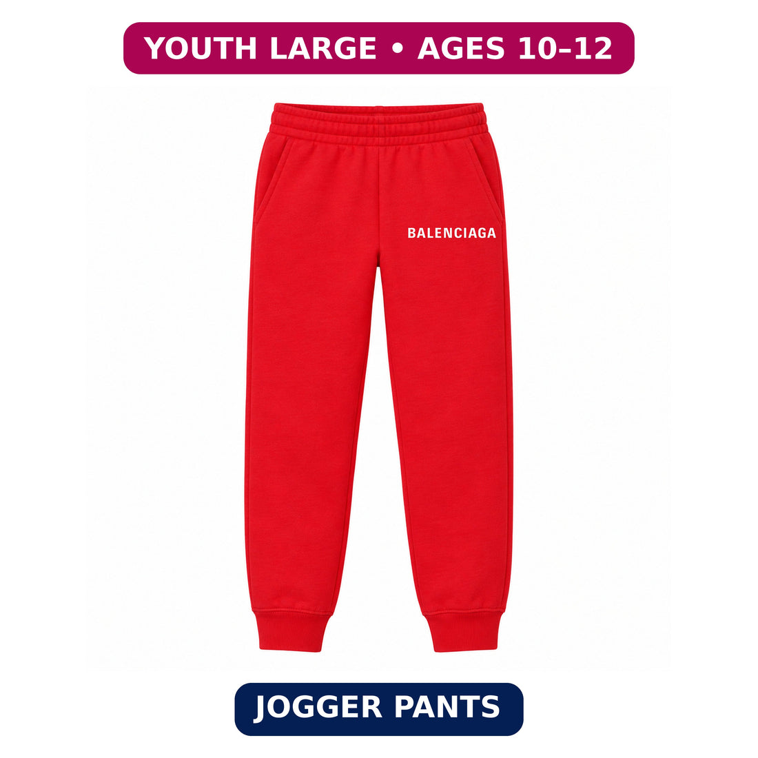 Balenciaga Youth Jogger Sweatpants | Red | Youth Large, ages 10–12