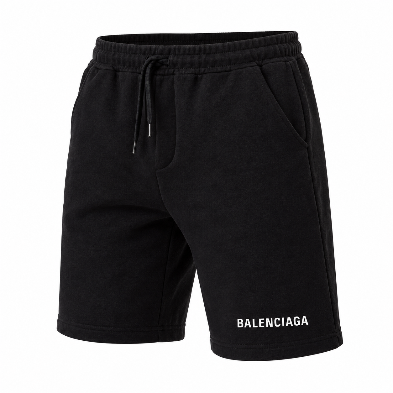 Black Balenciaga fleece shorts view 3