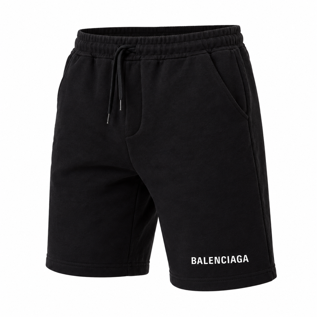 Black Balenciaga fleece shorts view 3
