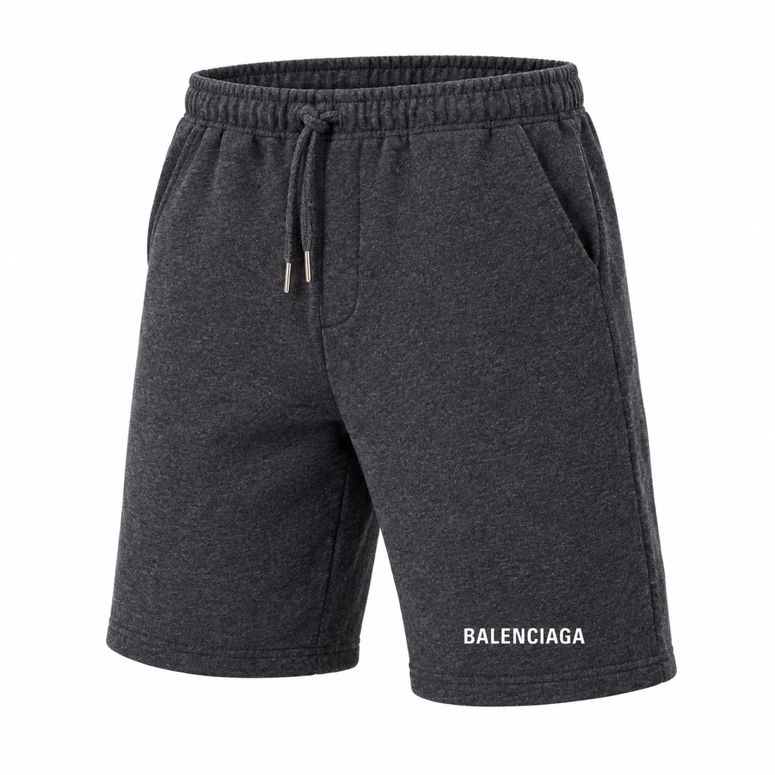 Men's Balenciaga athletic fleece shorts in Dark Heather, product view