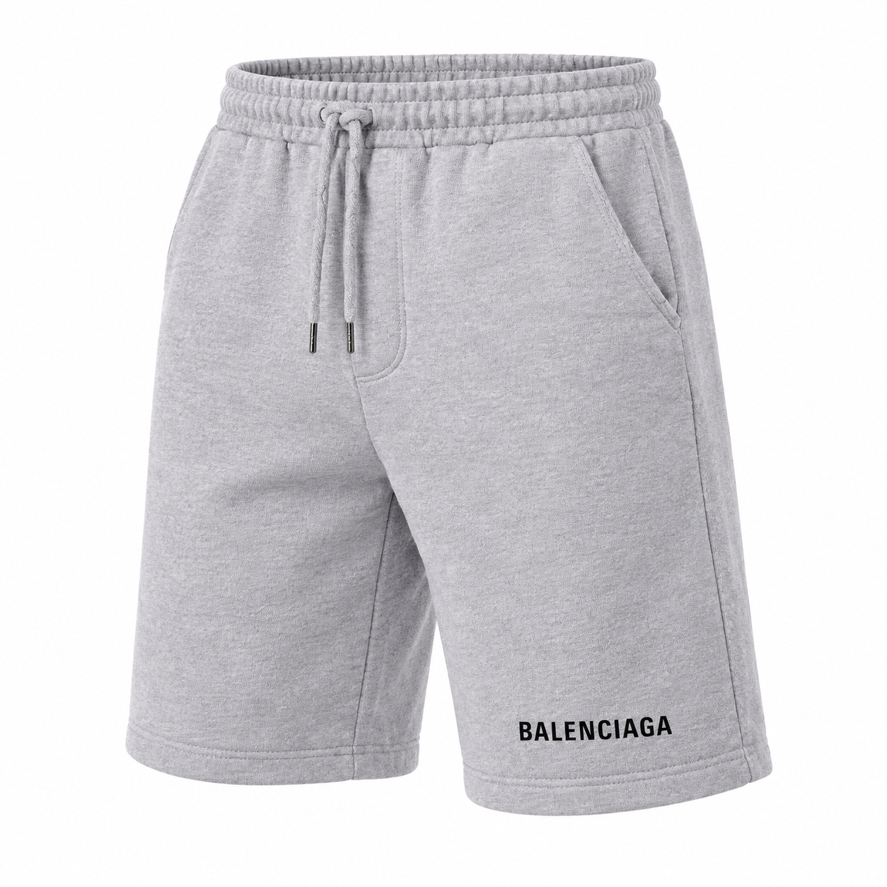 Men's Balenciaga athletic fleece shorts in Grey, product view