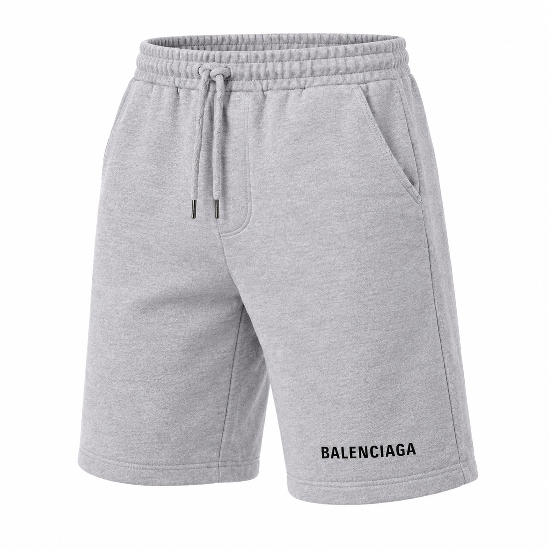 Men's Balenciaga athletic fleece shorts in Grey, product view