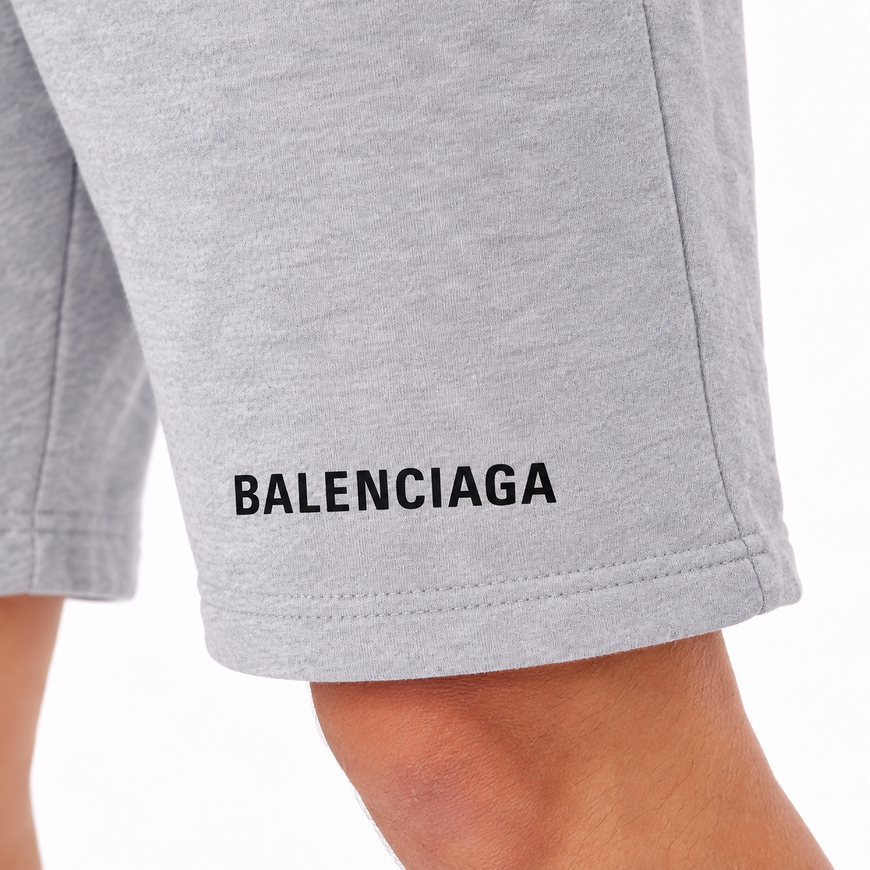 Men's Balenciaga athletic fleece shorts in Grey, logo detail