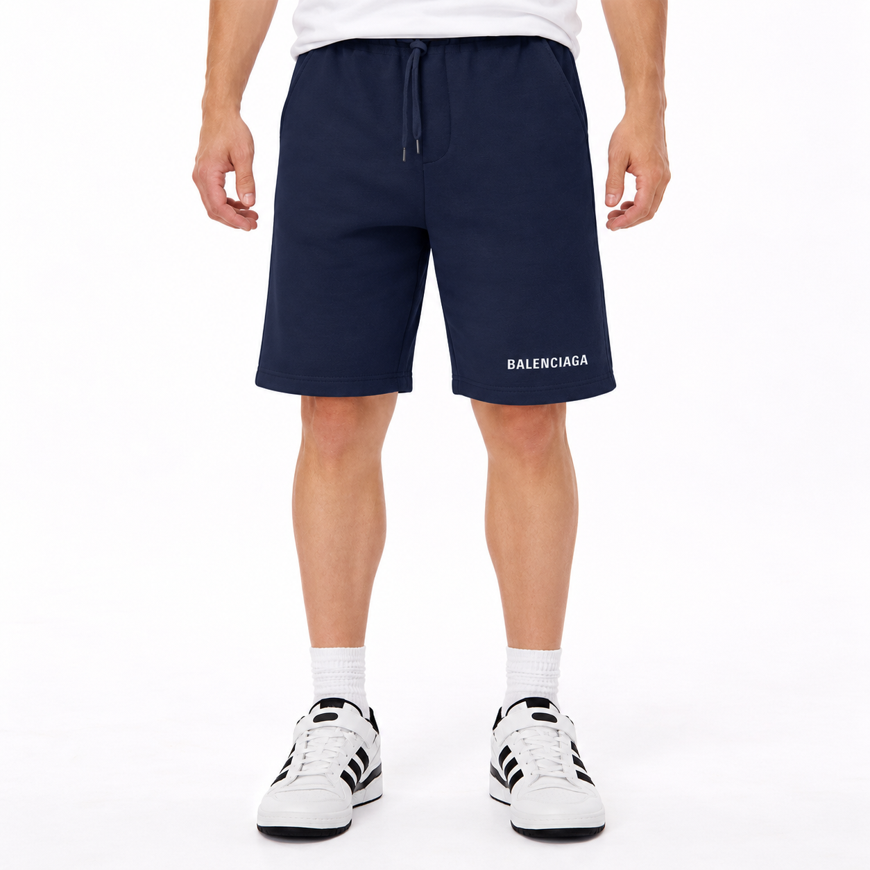 Navy Balenciaga shorts view 2