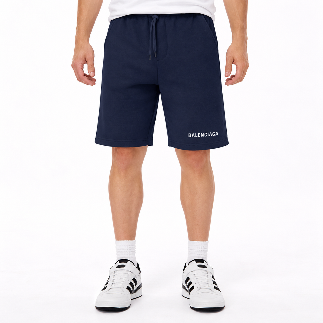 Navy Balenciaga shorts view 2
