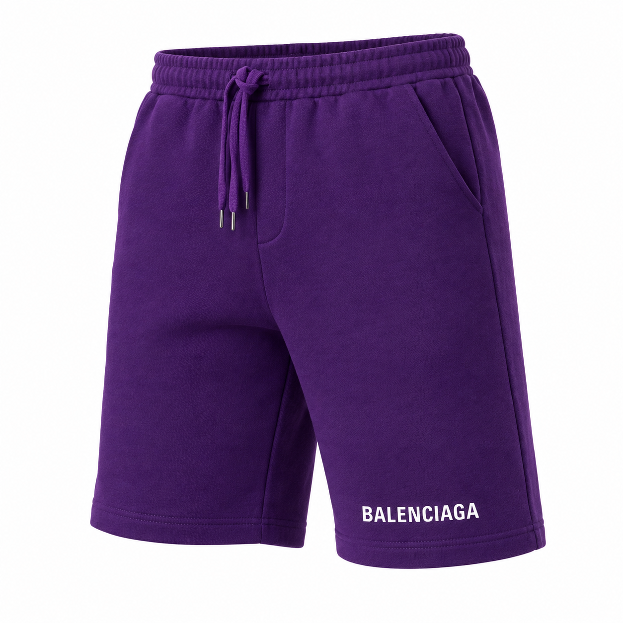 Men's Balenciaga athletic fleece shorts in Purple, product view