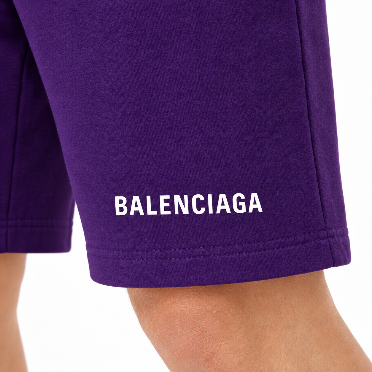 Men's Balenciaga athletic fleece shorts in Purple, logo detail