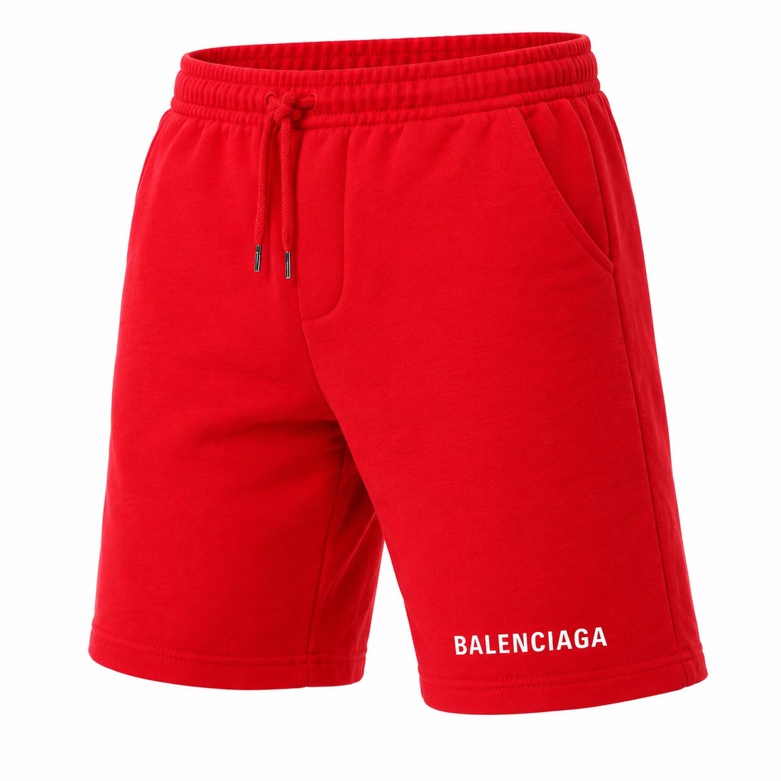 red Balenciaga shorts view 3