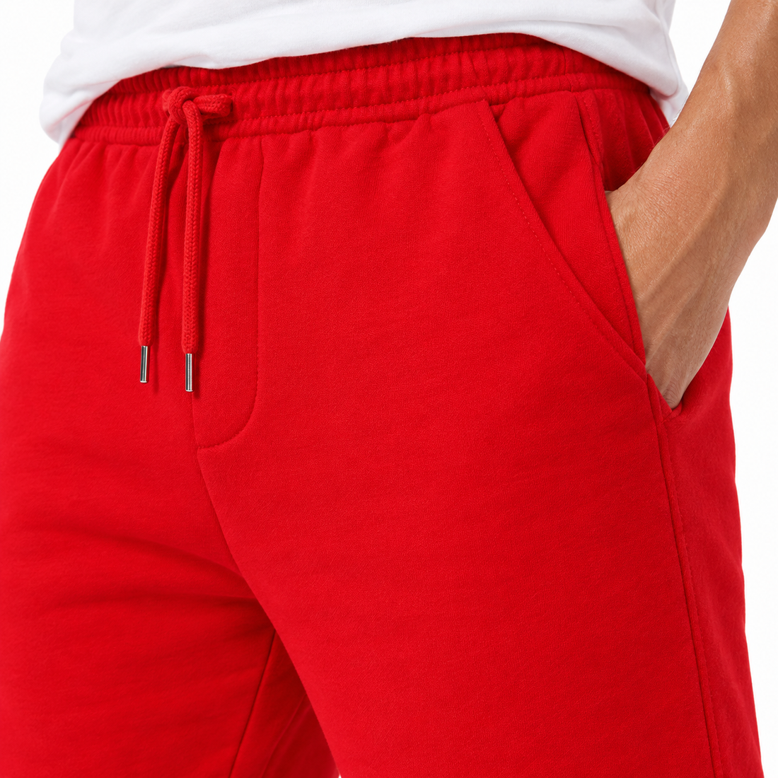 red Balenciaga shorts view 5