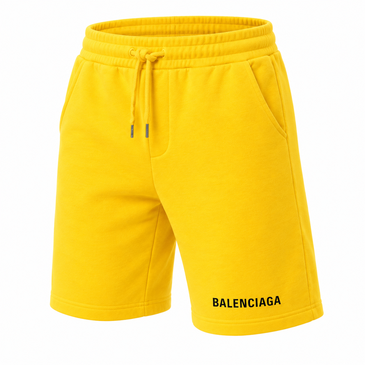 Men's Balenciaga athletic fleece shorts in Yellow, product view