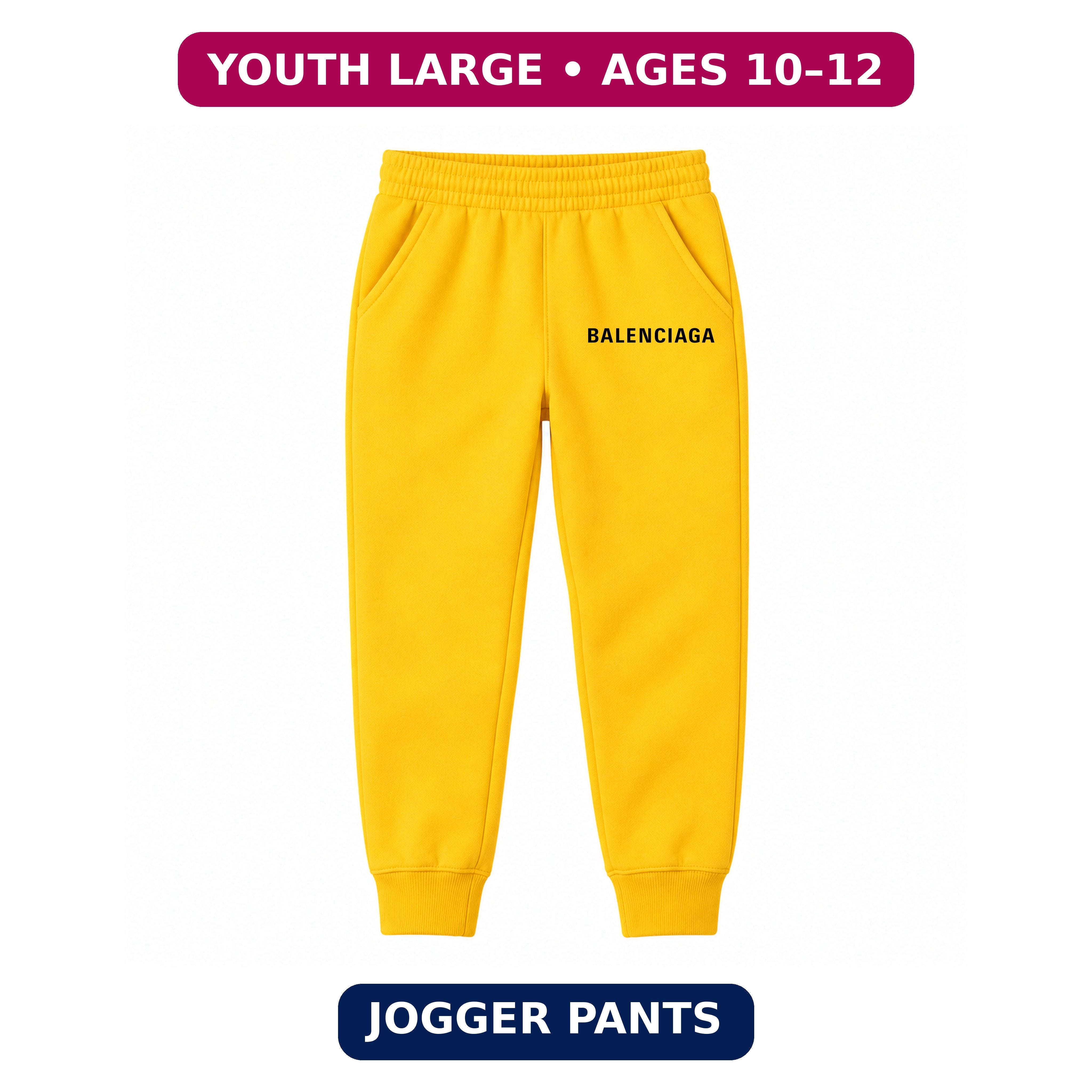 Balenciaga Youth Jogger Sweatpants | Yellow | Youth Large, ages 10–12