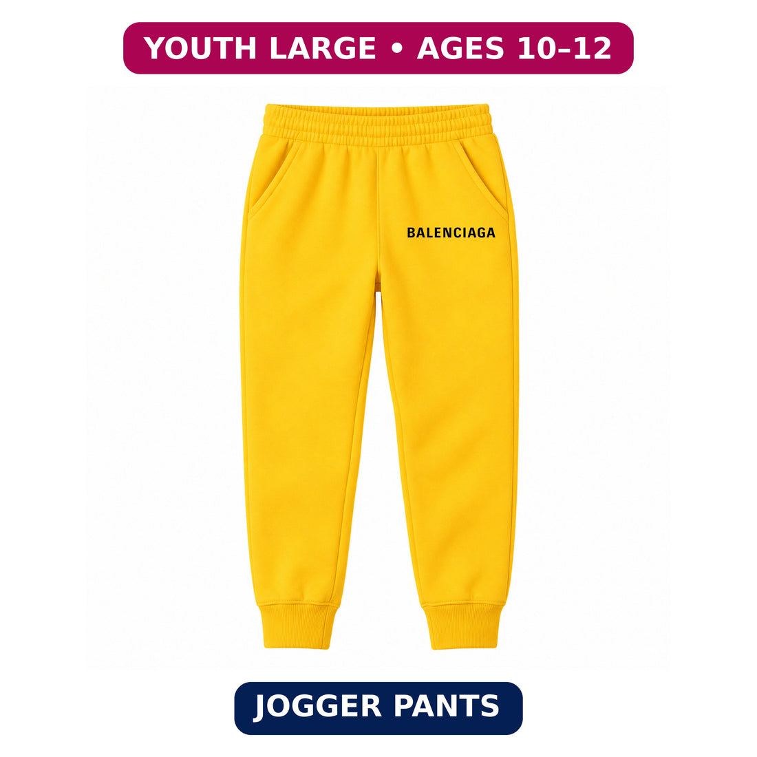 Balenciaga Youth Jogger Sweatpants | Yellow | Youth Large, ages 10–12