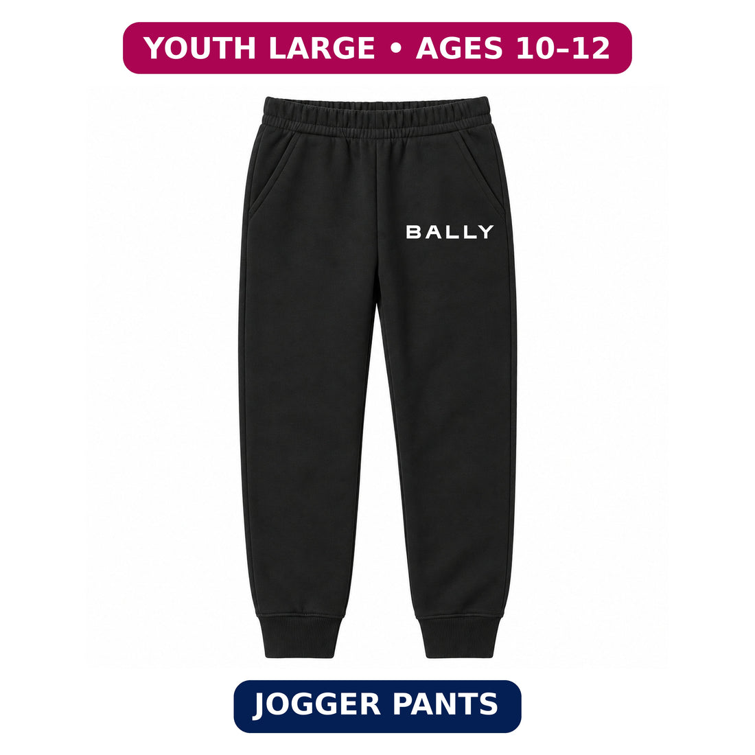 Bally Youth Jogger Sweatpants | Black | Youth Large, ages 10–12