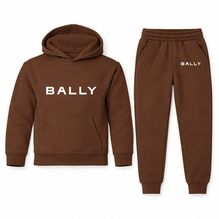 Bally Youth Hoodie Jogger Set | Brown | Youth Large, ages 10–12