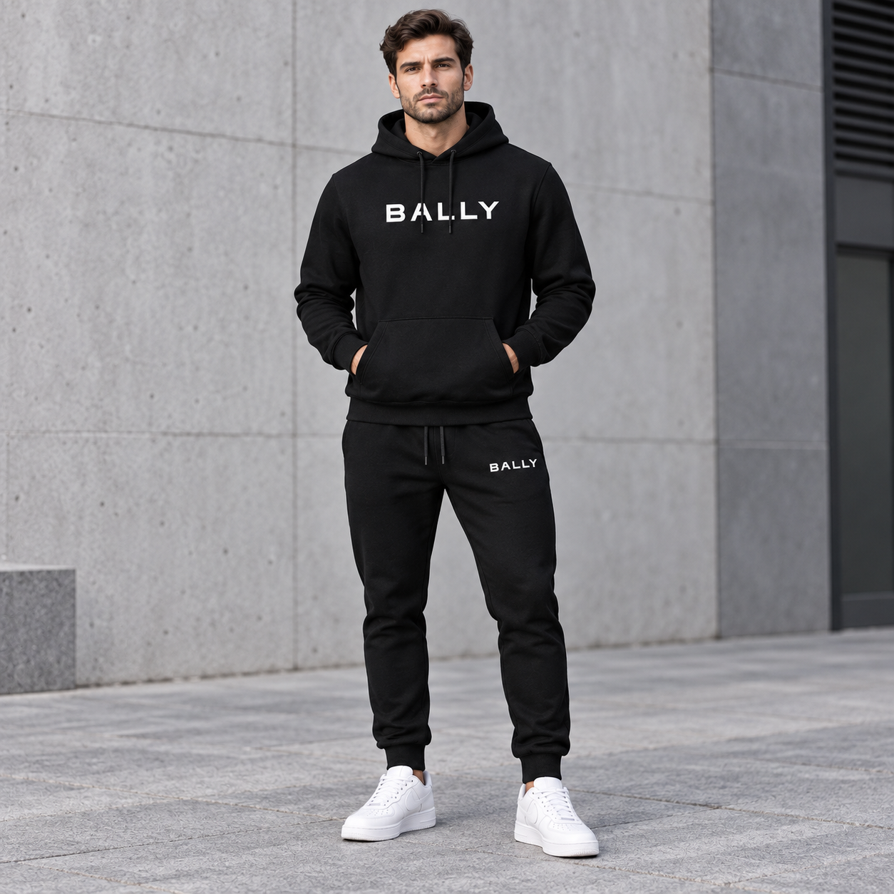 Men's Bally Hoodie Joggers Set - Black - lifestyle