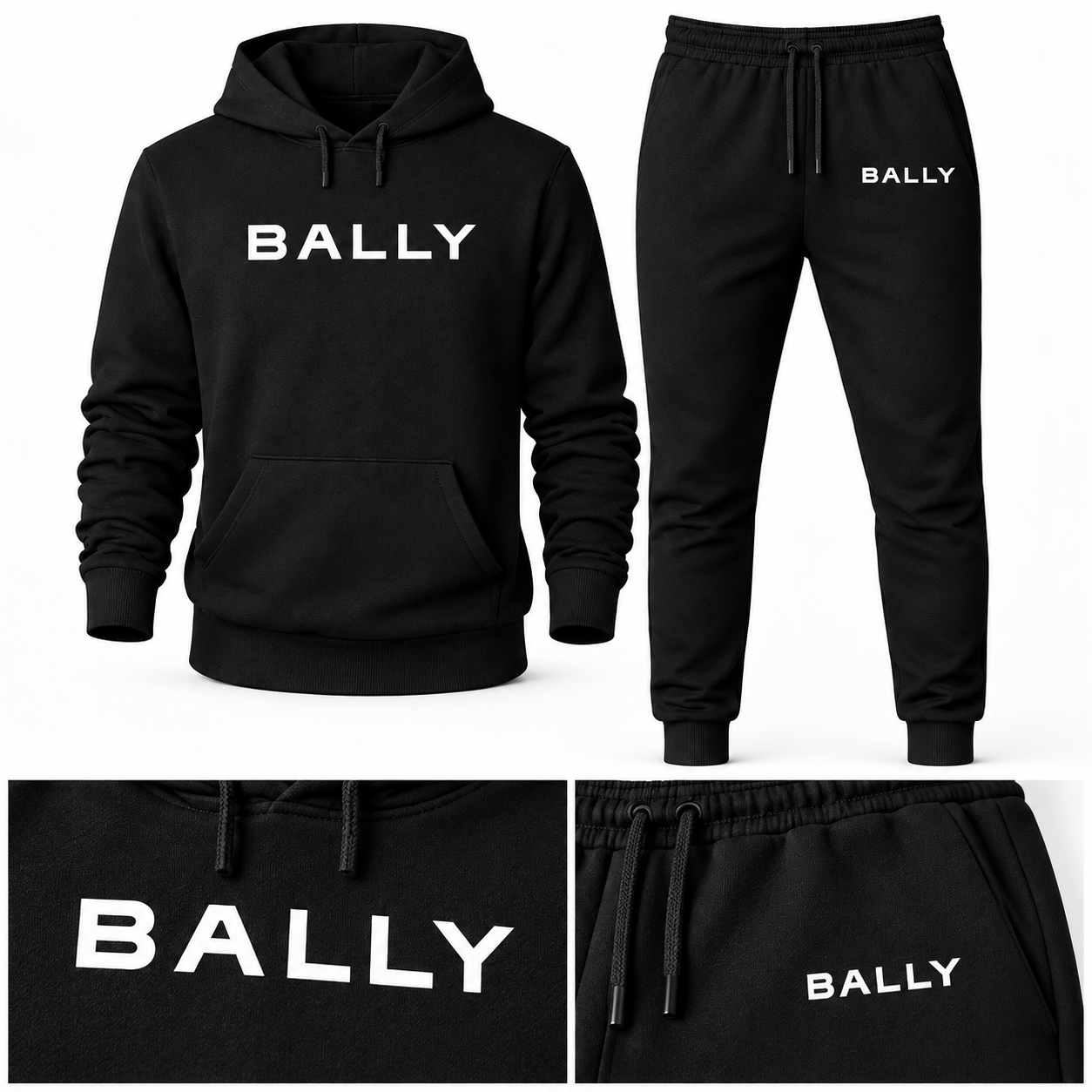 Men's Bally Hoodie Joggers Set - Black - detail