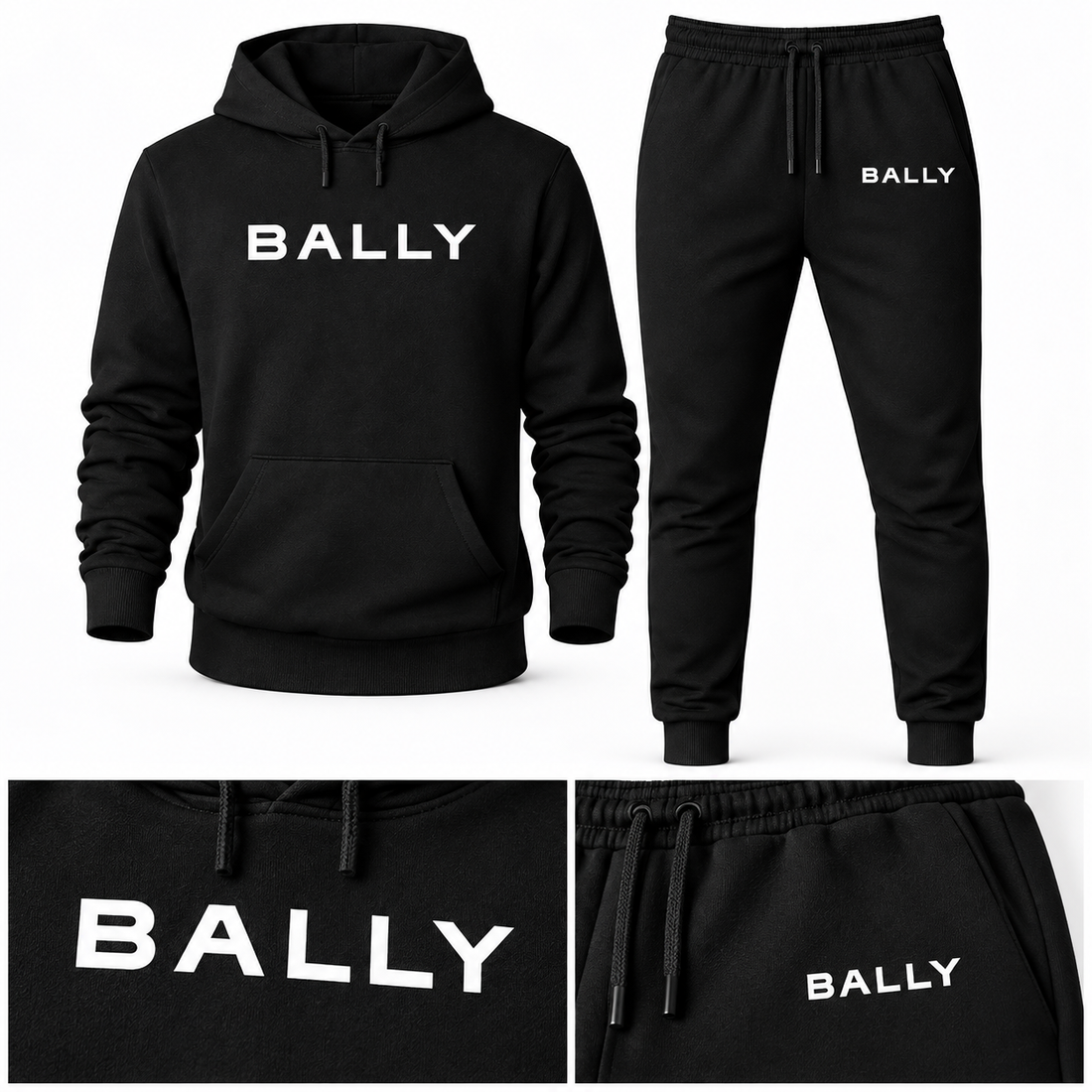Men's Bally Hoodie Joggers Set - Black - detail